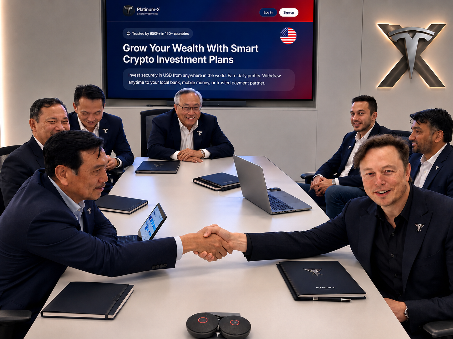 Platinum-X executive board finalizing a global investor partnership